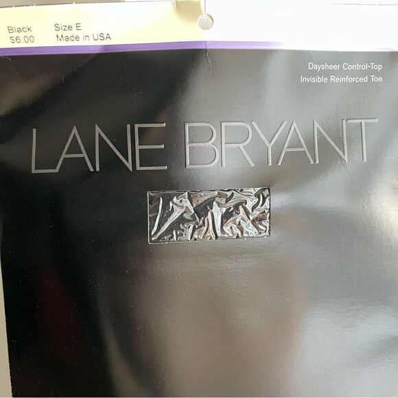 Black Day Sheer Control Top Nylons by Lane Bryant, Size E (~2X) - Picture 3 of 7